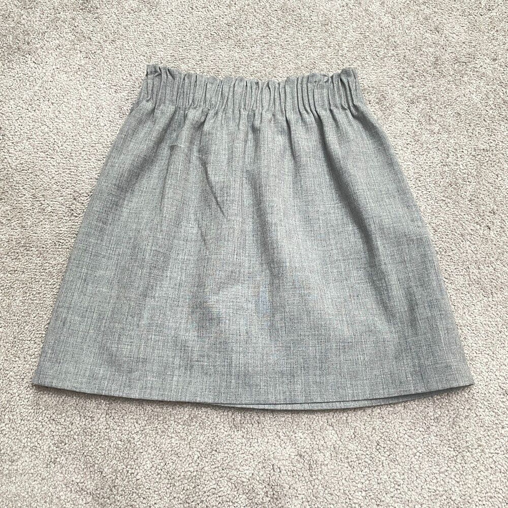 J.Crew Mercantile Pleated Pencil Skirt Womens 00 Gray Elastic Waist Sidewalk